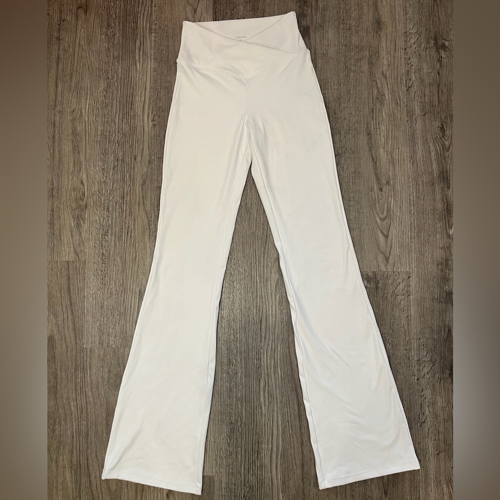 White flare leggings crossover waist